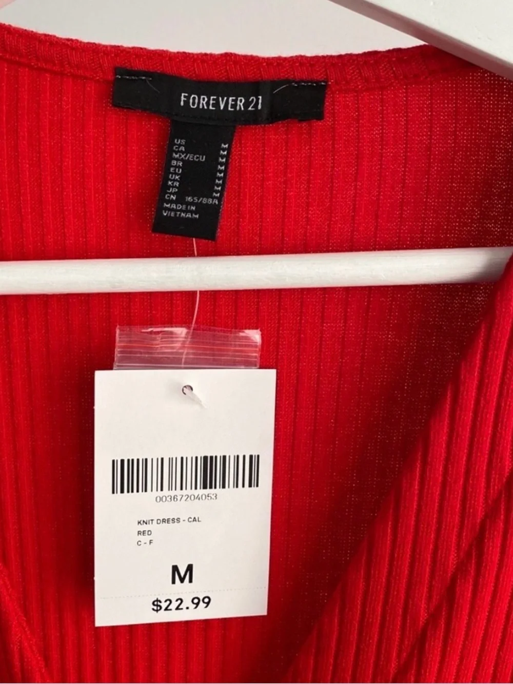 Forever 21 Ribbed Knit Fitted Button Down Midi Dress Red Medium M - Picture 5 of 5